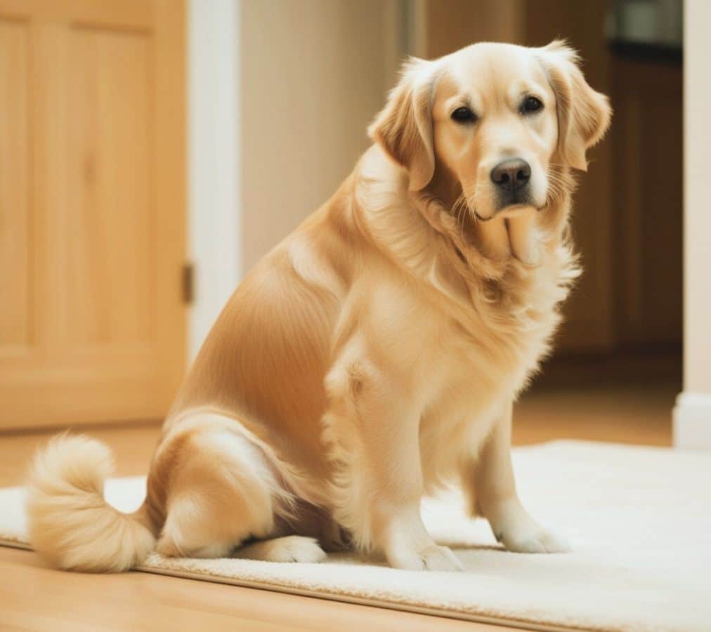 My dog keeps sitting on his bum after grooming